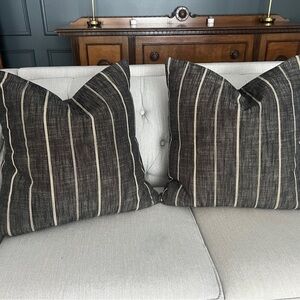 Striped Black and Cream Throw Pillows
